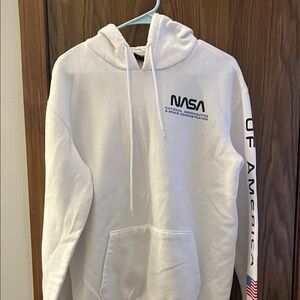 White Men's NASA Graphic USA Hoodie